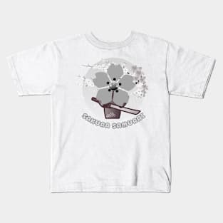 Kawaii sakura samurai grumpy cherry blossom Kids T-Shirt